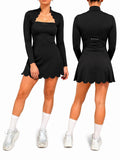 Contour Scallop Dress – Onyx / Pistachio